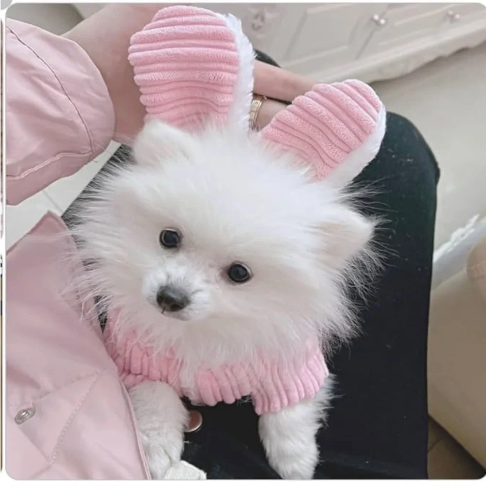 NWT dog bunny costume Dog Cat Ribbed pink with white fleece Halloween costume